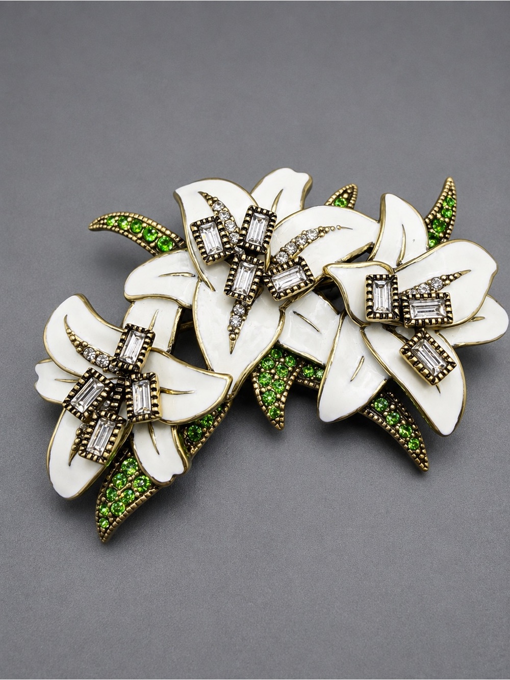 Heidi Daus White Lily Spray Brooch Hope Purity Peace #23SB